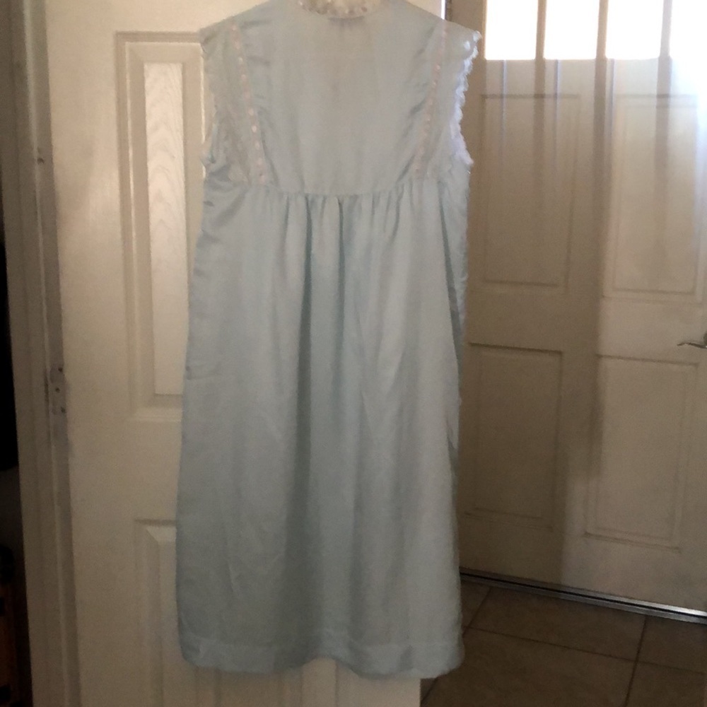 Vintage Christian Dior light blue satin lace night gown - Picture 2 of 11